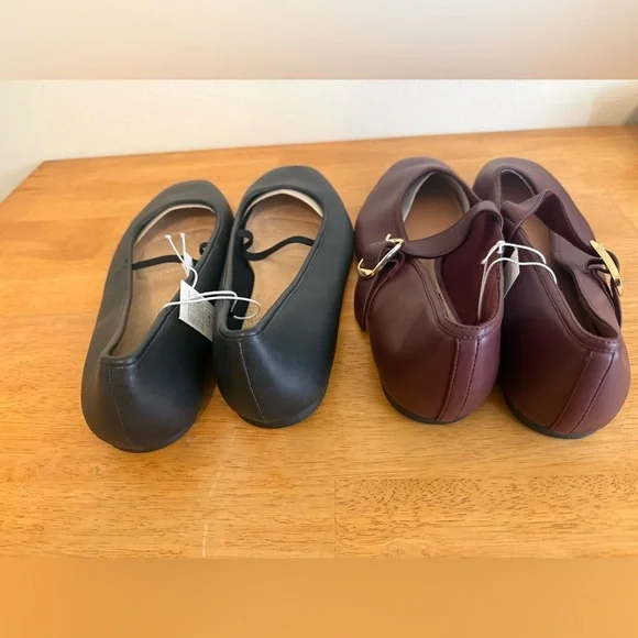 Old Navy Ballet Flats Mary Jane’s Black Burgundy Clove Womens 11 2 Pair Bundle - Picture 4 of 6